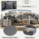 Modular 5 Seat U-Shape Sectional Sofa With Chaise Lounge, Built In Cup Holders And Storage Drawer