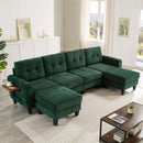Modular Sectional Sofa With Movable Ottomans, USB Ports & Side Tables by HouseOfZazla