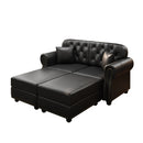 Upholstered Sofa With Nailhead Trim, Rolled Armrests With Ottoman by HouseOfZazla