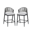 Outdoor 26" Counter Height Metal Frame Counter Stools With Scallop Shaped Backrest & Water Resistant Cushions by HouseOfZazla