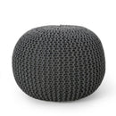 Bordeaux Knitted Cotton Round Pouf - Versatile Ottoman and Floor Cushion