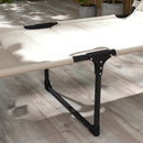 2 Pcs Outdoor Lounge Chair, Adjustable Backrest Folding Chaise Lounge, Cushioned Tanning Chair w/ Sunshade Roof & Pillow Headrest for Beach, Camping, Hiking, Cream White