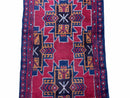 2' 8" X 4' 6" Vintage Handmade Tribal Wool Rug Balouchi Rug Afghan Rug Red Blue