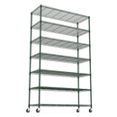 7 Tier Wire Shelving Unit, 2450 LBS NSF Height Adjustable Metal Garage Storage Shelves with Wheels, Heavy Duty Storage Wire Rack Metal Shelves - Green