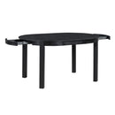 5-Piece Multifunctional Dining Table Set, Farmhouse Dining Set with Extendable Round Table,Two Small Drawers and 4 Upholstered Dining Chairs for Kitchen and Dining Room (Black)