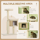 3-Level Cat Tree with Sisal Scratching Posts, Fun Cat Badminton Toy for Playing, Soft Cushions, & Play Areas