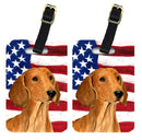 USA American Flag with Dachshund Luggage Tag
