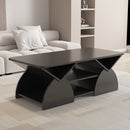 Geometric Engineered Coffee Table with Rounded Corners and Open Shelves by HouseOfZazla