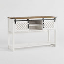Entryway Table With Sliding Barn Door Storage - White / Oak by HouseOfZazla