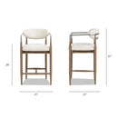 Artemis - Mixed Material Upholstered Counter Stool - Warm White by HouseOfZazla