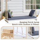 TOPMAX Patio Wooden Swing Chair with Cushion & Pillows