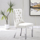 Gorgeous White Velvet Dining Chairs with Silver Mirrored Finish Legs - Set of 2, 19.7'L x 24'D x 36.2'H, Luxurious Dining Room Statement