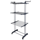 Clothes Drying Rack Rolling Collapsible Laundry Dryer Hanger Stand Rail Shelve_x000B__x000B_Wardrobe Clothing Drying Racks w/ Dual Side Wings