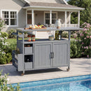 54.33" Farmhouse Rolling Outdoor Kitchen Cart
