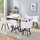 Modern Minimalist Marble Pattern Joinery Dining Table With Dining Chairs