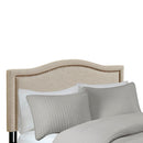 Elegant Panel Headboard With Copper Nailheads And Adjustable Metal Legs by HouseOfZazla