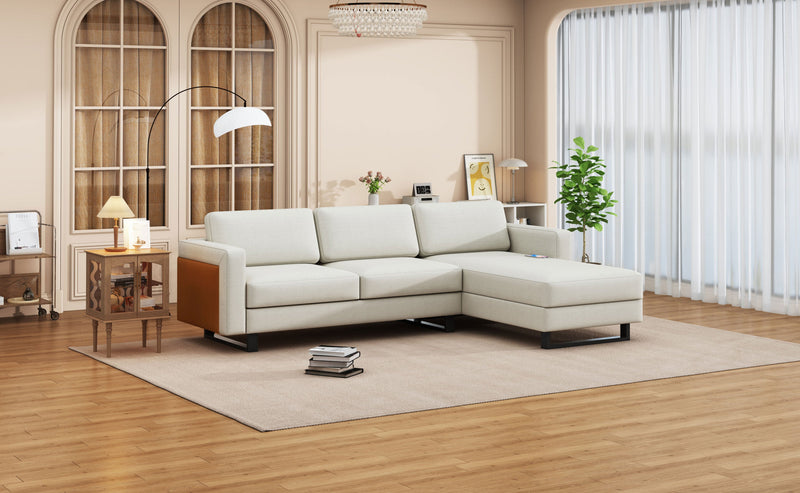 Walker Edison | Linen Sectional Sofa with Chaise