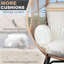 2 Pieces Patio PE Wicker Egg Chair Model 2 with Natural Color Rattan Beige Cushion