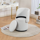 Barrel Chair & Built In Storage, 360° Swivel - Beige by HouseOfZazla