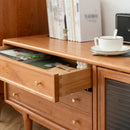 TV Cabinet With Chinese Changhong Glass Doors, Two Drawer Storage Space TV Standing - Cherry by Unique Piece Furniture
