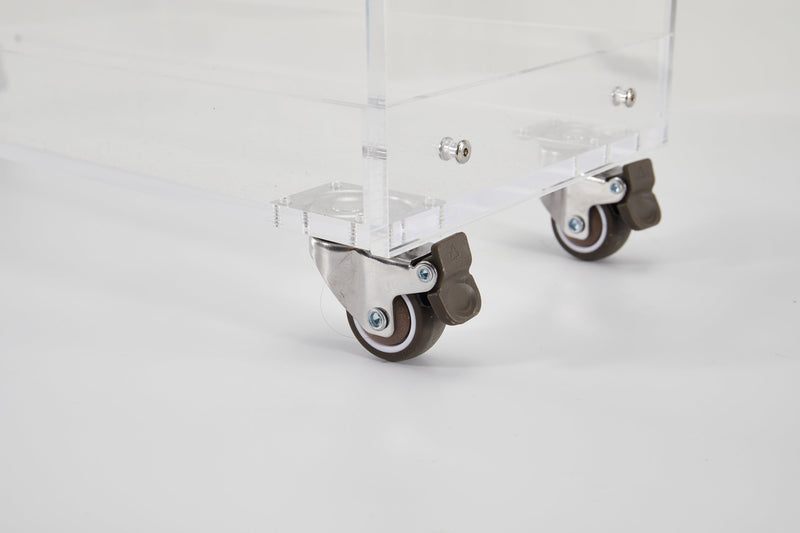 Acrylic Rolling Side Table - 3 Tiers End Table with Lockable Wheels - Small Clear Table for Living Room