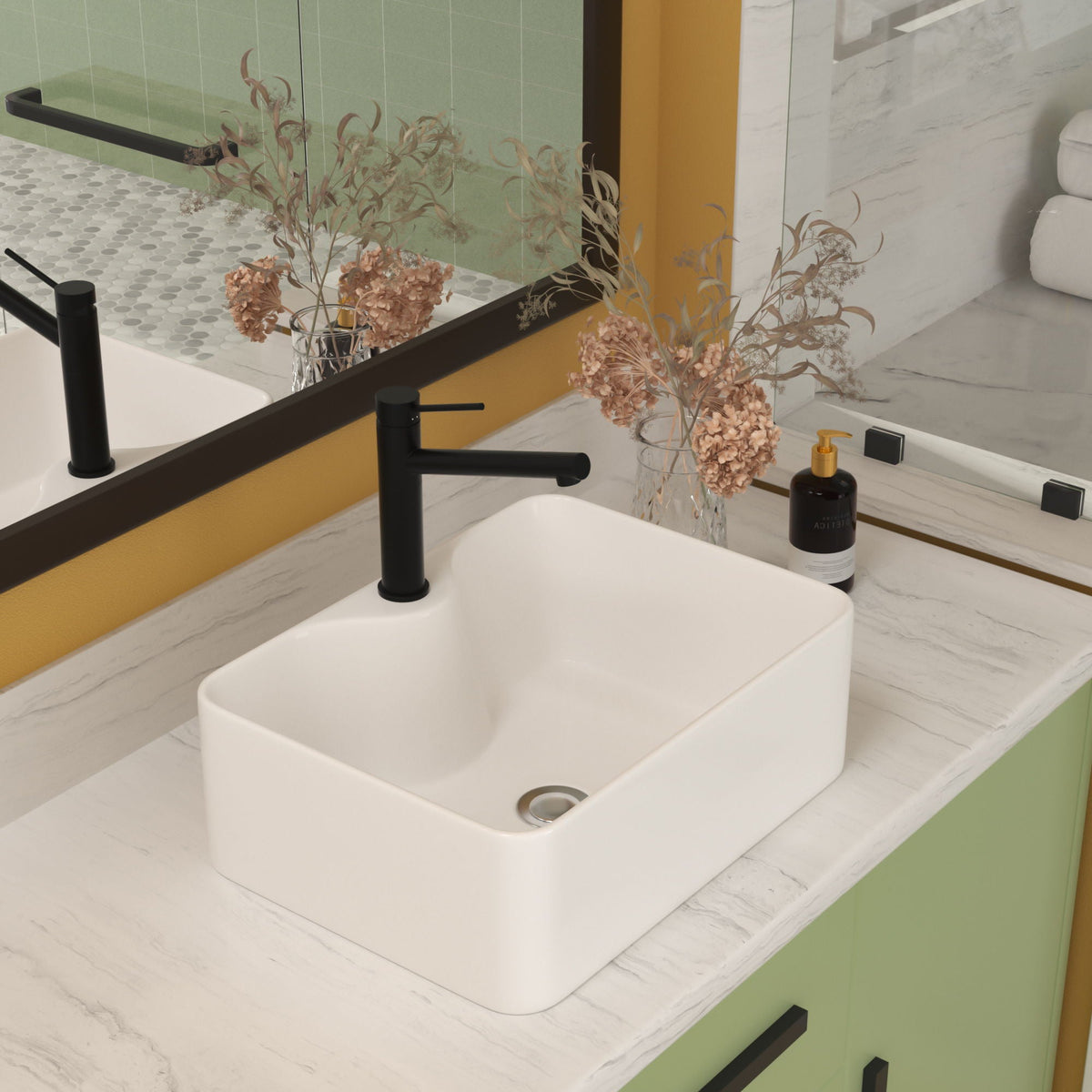 Modern Ceramic Rectangular Vessel Bathroom Sink With Sleek Design, photo 8 of 14