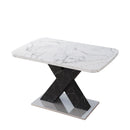 Rectangle Dining Table With Stretchable Top, X Shape Mdf Legs With Steel Base - White / Black by HouseOfZazla