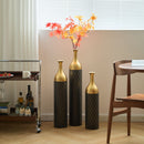 Elegant Floor Vase Set Metal Decorative Vases 3 Piece Set For Floral Display, Wedding & Gift Decor - Gold / Black by HouseOfZazla