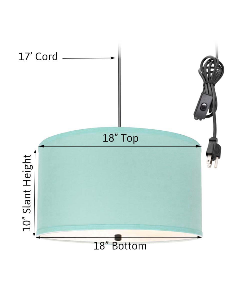 18"W 2 Light Swag Plug-In Pendant  Island Paridise Blue with Diffuser Black Cord