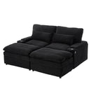 Convertible Loveseat Sofa With Storage, USB Ports, Cup Holders