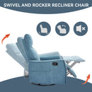 Heat Massage Manual Recliner Chair with Rocker and Swivel in Fabric for Living Room