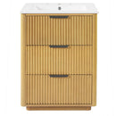 Bathroom Vanity With Sink, Open Shelf & Closed Storage - Natural Wood by HouseOfZazla