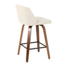 Toriano - Mid-Century Modern Counter Stool, Square Footrest (Set of 2) - Walnut / Cream by HouseOfZazla