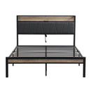 Modern Bed Frame With LED Lights, Upholstered Headboard, USB Charging by Unique Piece Furniture