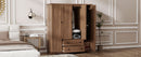 4 Door Wardrobe Armoire Closet with 2 Drawers, Brown