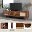 TV Stand With 3 Cabinets & 2 Drawers, LED Light Media Console For TVs Up To 80" - Dark Brown by HouseOfZazla