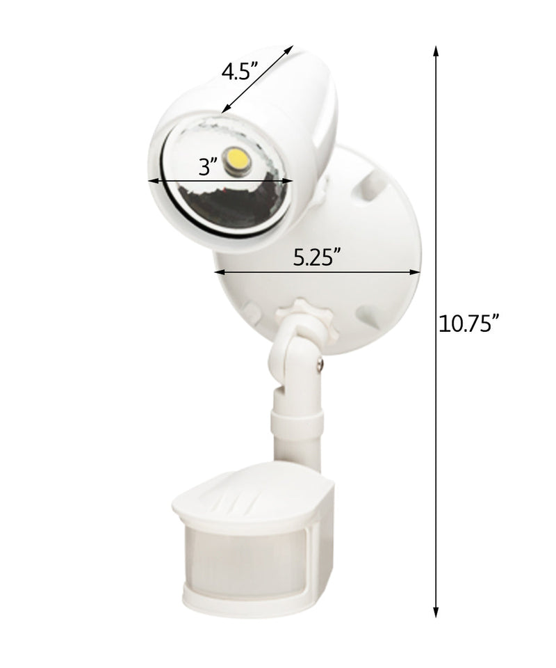 LED Outdoor Security Light 180 Degree Motion Sensor Activated, White Finish 11"H