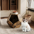 25.98" Shaped Modern Pet Furniture Cat Kennel Side Table MDF Multi-Purpose Furniture Antique Wood Color