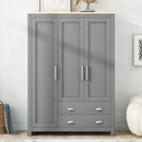 3 Door Storage Wardrobe With Cabinets And 2 Hanging Rods - Gray by HouseOfZazla