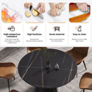 Round Modern Artificial Stone Carbon Steel Base Dining Table, Can Accommodate 6 People - Black by Unique Piece Furniture