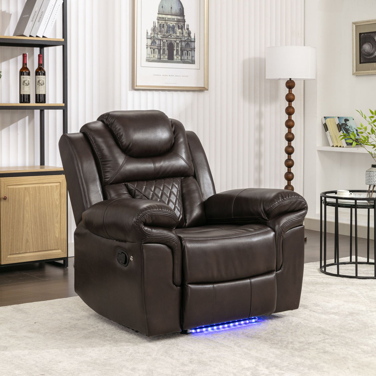 Home Theater Seating Manual Recliner Chair With Led Light Strip For Living Room, photo 7 of 13