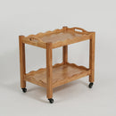 Solid Rubberwood Rolling Side Table