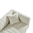 79.92" Modern Vertical Channel Tufted Velvet Sofa,Comfortable Sofa for Living Room-White