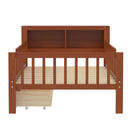 Bed With Headboard Storage Rack, 2 Under Bed Drawers, 3 Side Guardrails For Safety by HouseOfZazla