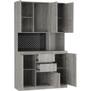 74' Kitchen Pantry Cabinet with Charging Station,Freestanding Buffet Cupboards Sideboard with Drawer,with LED Lights,Modern Pantry Cabinet with Microwave Stand for Kitchen,Living Room,Dinning Room