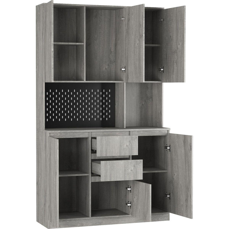 74' Kitchen Pantry Cabinet with Charging Station,Freestanding Buffet Cupboards Sideboard with Drawer,with LED Lights,Modern Pantry Cabinet with Microwave Stand for Kitchen,Living Room,Dinning Room