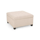 Upholstered Tufted Fabric Storage Ottoman, Wheat by HouseOfZazla