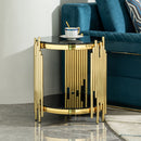 Elegant Round Table With Double Layer Tempered Glass Top And Stainless Steel Frame For Living Room by HouseOfZazla