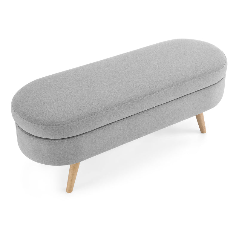 Walker Edison | Linen Oval Ottoman Storage Bench