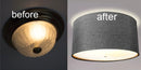 16"W Moderne Flush Mount Conversion Kit Granite Gray Burlap Hardback Drum Lampshade by LampsUSA